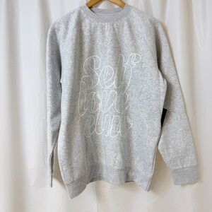 Brunette The Label SELF LOVE CLUB Pebble Grey Big Sister Crew Sweatshirt XS/S